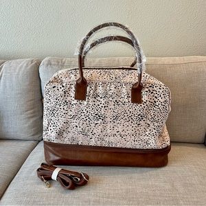 Canvas Bag, Overnight Travel Carry On Duffel with Shoe Pouch (Cheetah Spot)